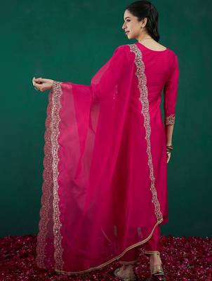 Women Ethnic Motifs Embroidered Regular Kurta With Trousers & Dupatta 4