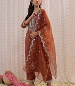 Women Ethnic Motifs Embroidered Kurta with Trousers & Dupatta