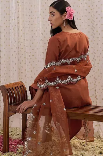 Women Ethnic Motifs Embroidered Kurta with Trousers & Dupatta