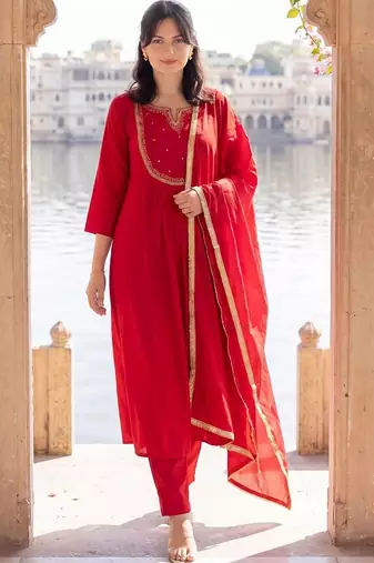 Women Empire Kurta with Trousers & With Dupatta