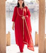 Women Empire Kurta with Trousers & With Dupatta