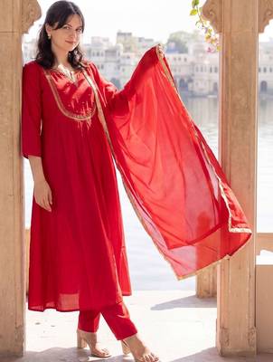 Women Empire Kurta with Trousers & With Dupatta 3