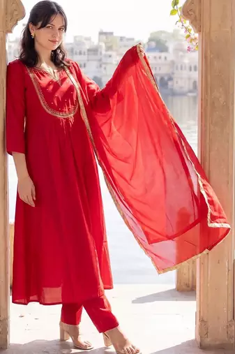 Women Empire Kurta with Trousers & With Dupatta