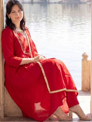 Women Empire Kurta with Trousers & With Dupatta 5