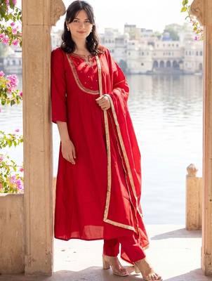 Women Empire Kurta with Trousers & With Dupatta 6