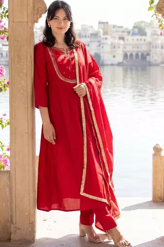 Women Empire Kurta with Trousers & With Dupatta