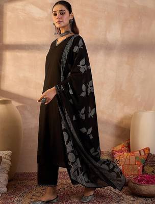 Women Ethnic Motifs Embroidered Regular Mirror Work Pure Cotton Kurta with Trousers & With Dupatta 1
