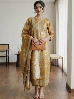 Women Ethnic Motifs Regular Kurta with Trousers & With Dupatta 1