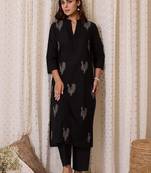 Women Ethnic Motifs Embroidered Regular Thread Work Cotton Kurta Set