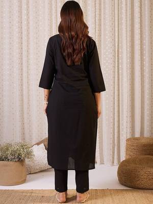 Women Ethnic Motifs Embroidered Regular Thread Work Cotton Kurta Set 4