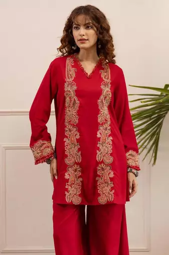 Women Ethnic Motifs Embroidered A-Line Kurta with Palazzos