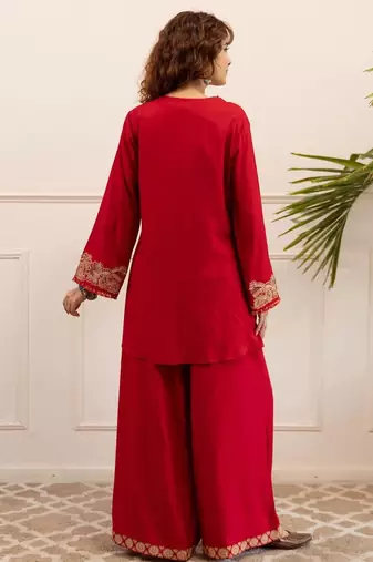 Women Ethnic Motifs Embroidered A-Line Kurta with Palazzos