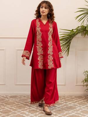 Women Ethnic Motifs Embroidered A-Line Kurta with Palazzos 7