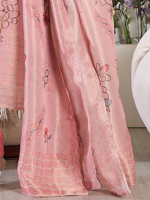 Floral Printed Round Neck Straight Kurta With Trousers & Dupatta 5