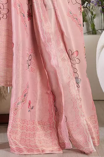 Floral Printed Round Neck Straight Kurta With Trousers & Dupatta