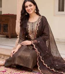 Women Ethnic Motifs Embroidered Regular Liva Kurta with Trousers & With Dupatta
