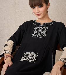 Floral Embroidered Notch Neck Empire Thread Work A-Line Kurta With Palazzo