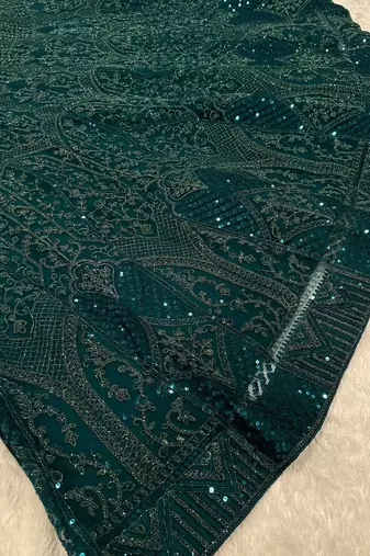  dark green Dori sequins thread Net lehenga Choli Set 