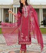 Women Floral Embroidered Regular Thread Work Kurta with Trousers & With Dupatta