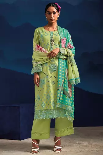 Women Floral Embroidered Regular Thread Work Kurta with Trousers & With Dupatta