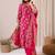Floral Printed Notch Neck Chanderi Silk Straight Kurta & Trousers With Dupatta