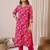 Floral Printed Notch Neck Chanderi Silk Straight Kurta & Trousers With Dupatta