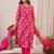 Floral Printed Notch Neck Chanderi Silk Straight Kurta & Trousers With Dupatta