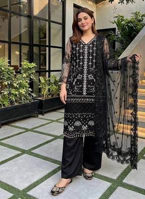 Black Color Sequins And Hand Work Cotton Salwar Suit 1
