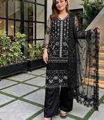 Black Color Sequins And Hand Work Cotton Salwar Suit