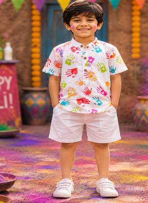 Holi handprint boys shirt 1