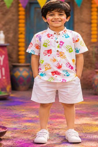 Holi handprint boys shirt