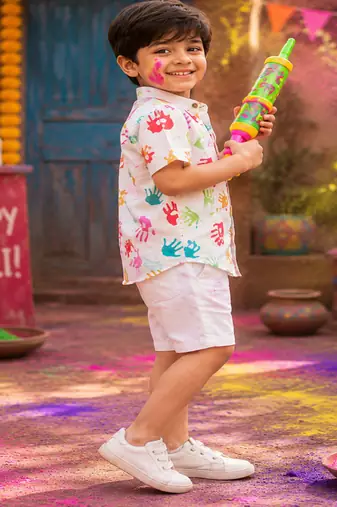 Holi handprint boys shirt