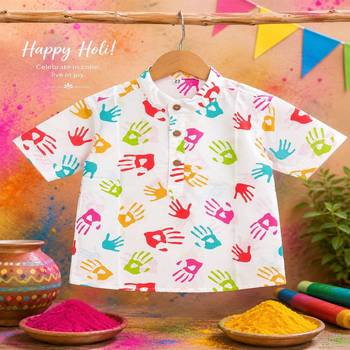 Holi handprint boys shirt 4