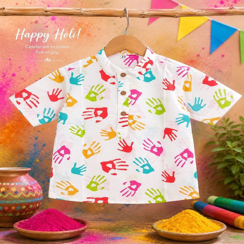 Holi handprint boys shirt