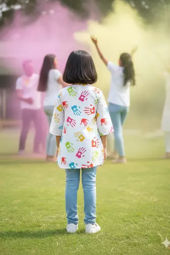 Holi handprint girls kurti
