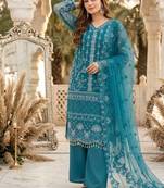 Blue Color Sequins And Hand Work Cotton Salwar Suit