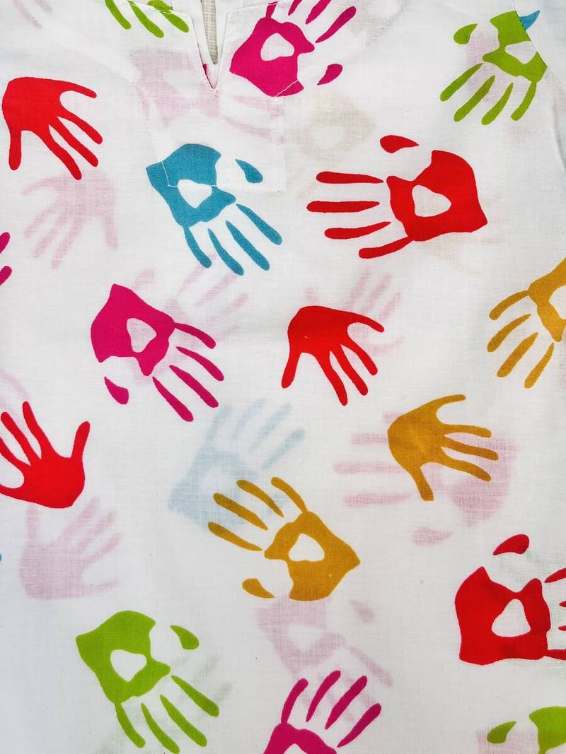 Holi handprint girls kurti