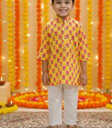 Mustard block print kurta