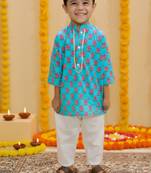 Green block print kurta
