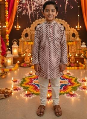 Pink block print kurta 1
