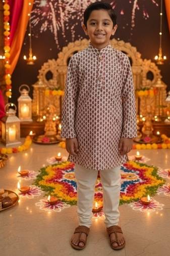 Pink block print kurta