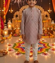 Pink block print kurta