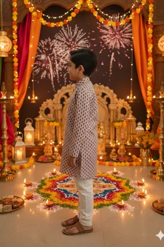 Pink block print kurta