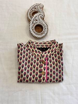 Pink block print kurta 3