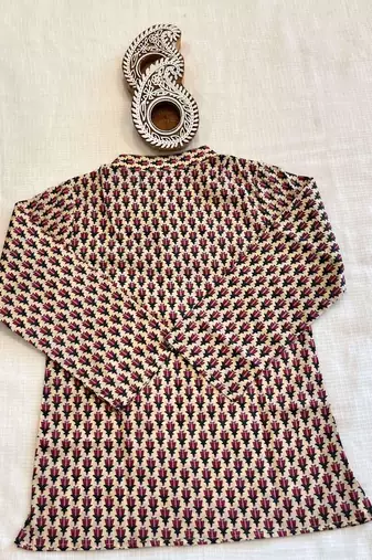 Pink block print kurta