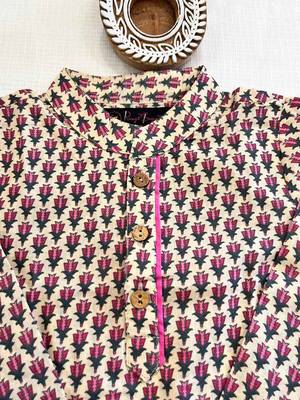 Pink block print kurta 5