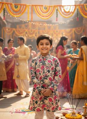 Pink block print kurta 1