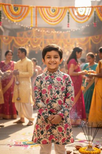 Pink block print kurta