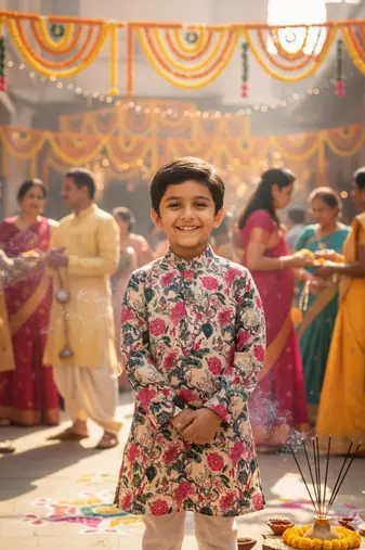 Pink block print kurta