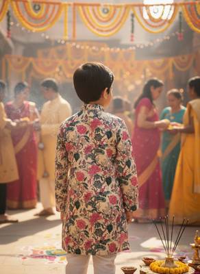 Pink block print kurta 2